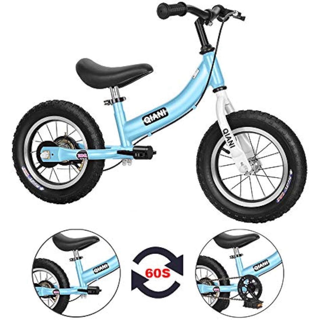 2-in-1 Kids Balance Bike with Pedals and Stabilisers