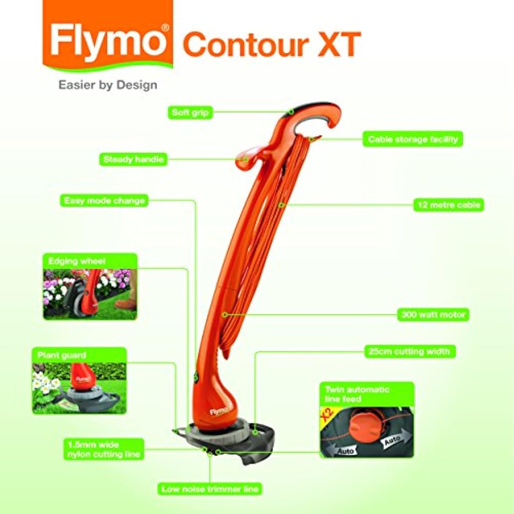 Flymo Contour XT Electric Grass Trimmer & Edger | 300W, 25cm Cut