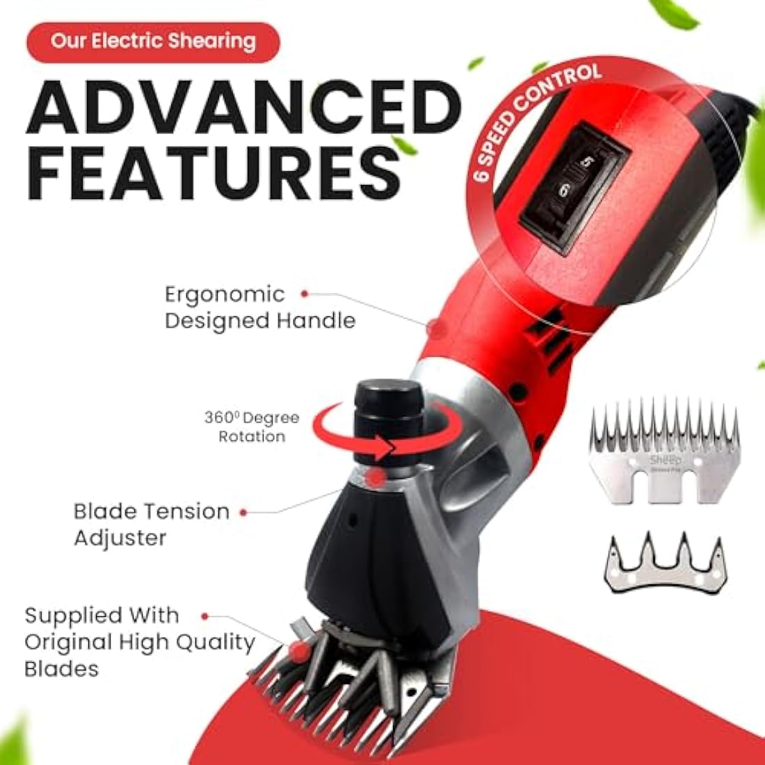 500W Electric Sheep Shears – 6 Speed Heavy Duty Clippers
