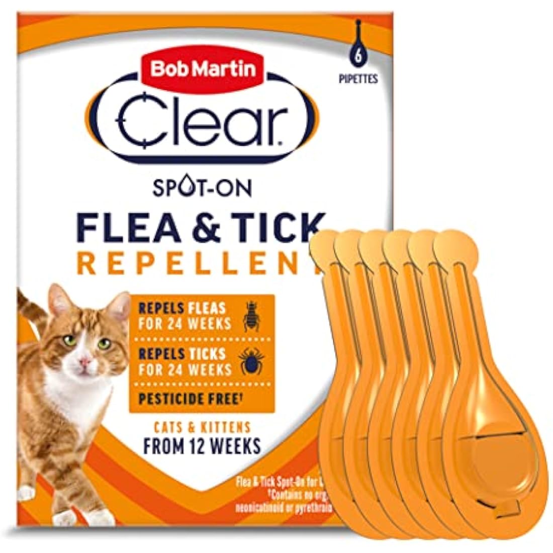 Bob Martin Clear Flea and Tick Repellent for Cats - 6 Pipettes
