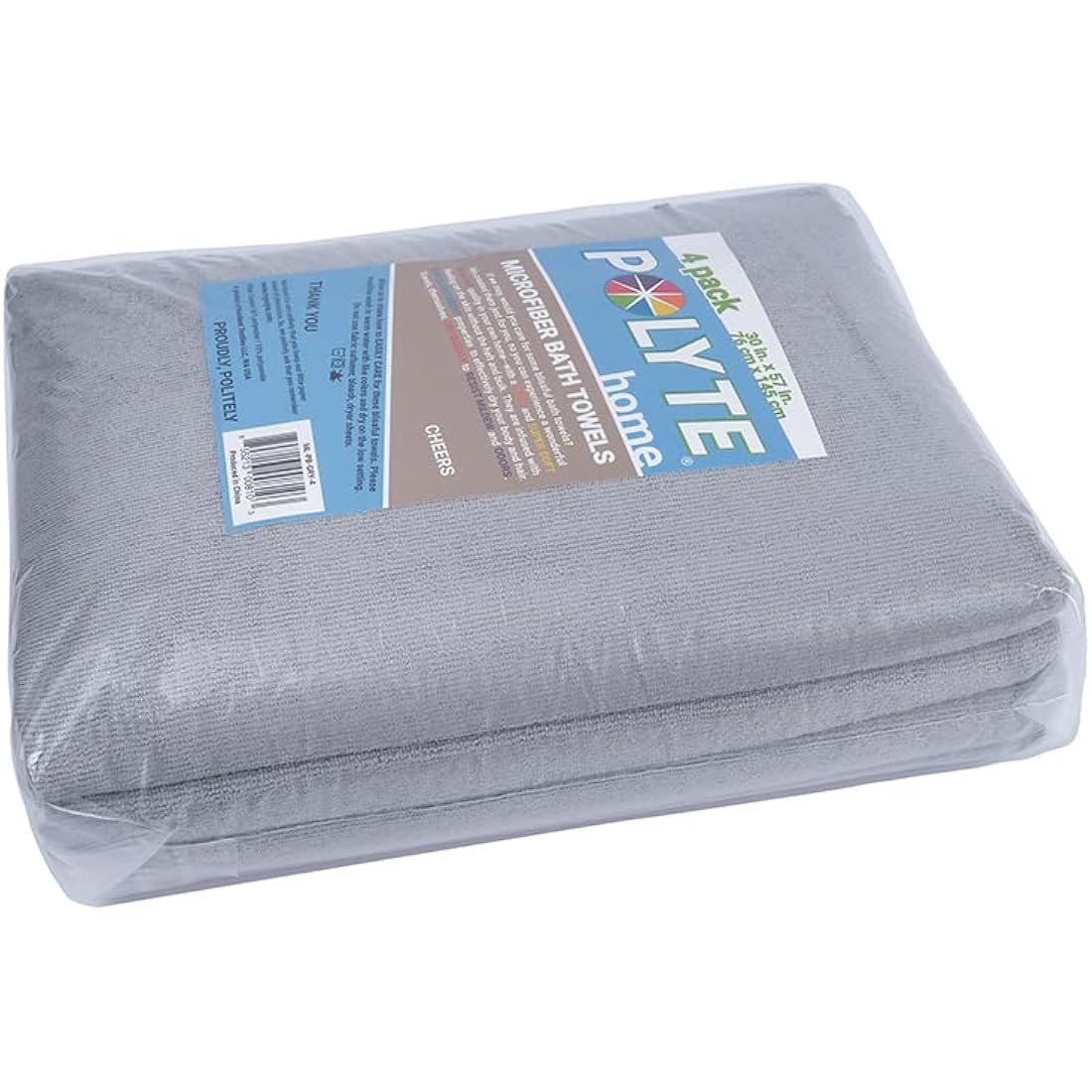 Polyte Microfibre Bath Towel - Quick Dry Lint Free - 4 Pack (76x145cm)