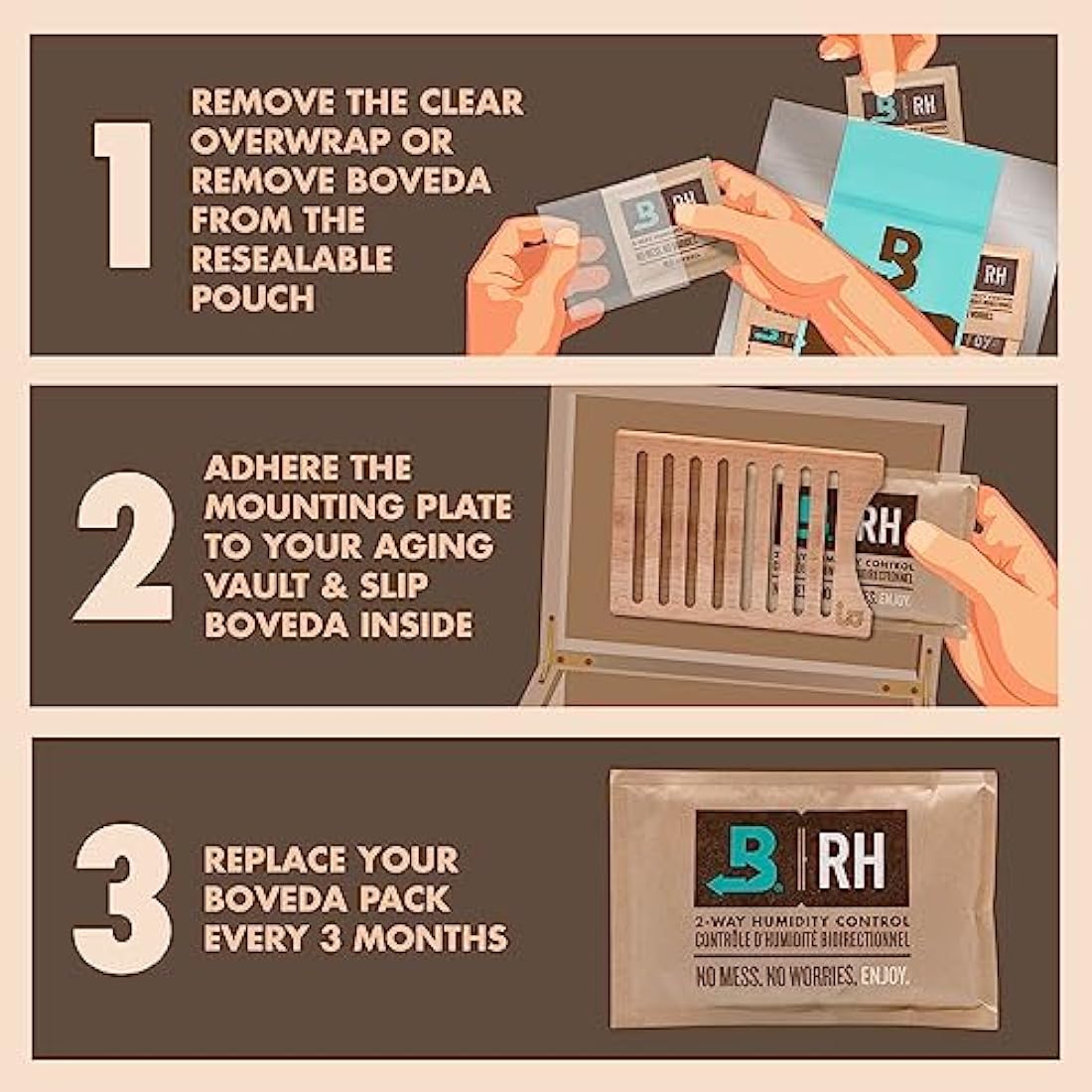 Boveda Cedar Humidity Pack Holder for 2 Size 60 Packs | Magnetic Mount