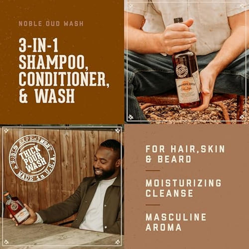 18.21 Man Made Noble Oud 3-in-1 Body Wash for Men - 32 oz Bottle