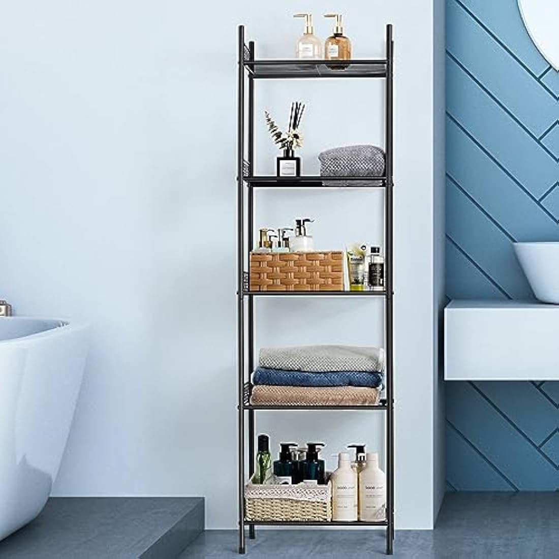 5-Tier Metal Wire Shelving Unit – Black Storage Rack