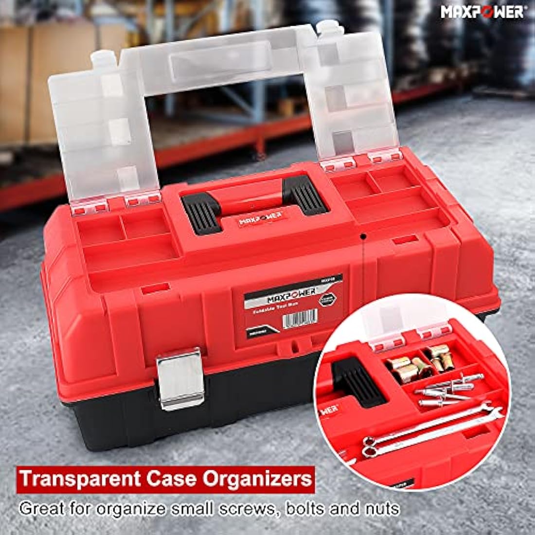 MAXPOWER 17-Inch Cantilever Tool Box – 3-Layer Plastic Storage Organiser