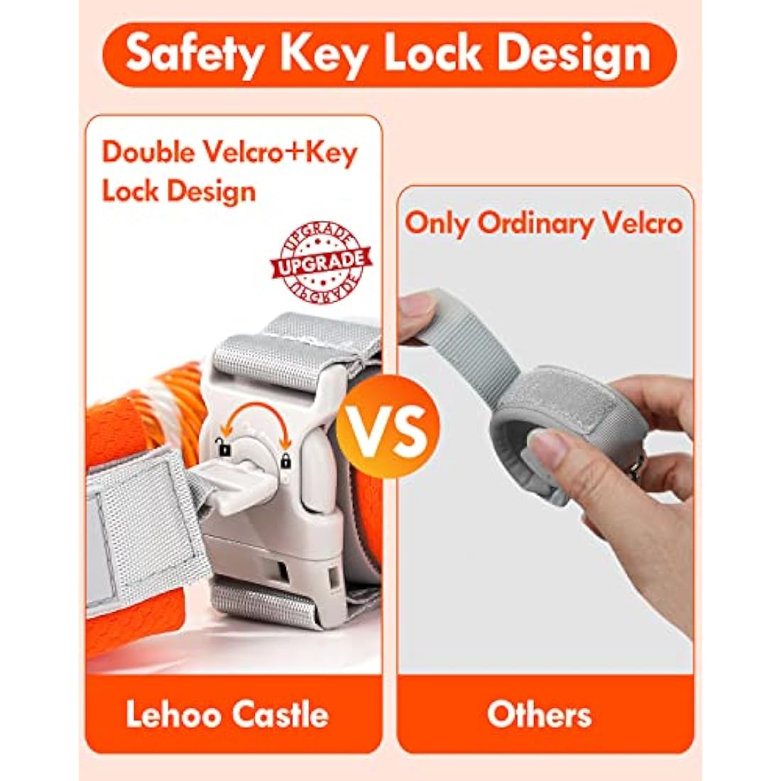 Lehoo Castle Anti Lost Wrist Link – Toddler Safety Harness Leash, Orange