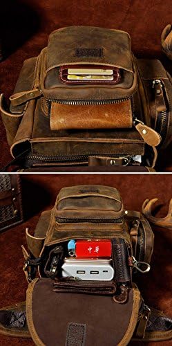 Mens Genuine Leather Motorcycle Drop Leg Bag & Waist Pack