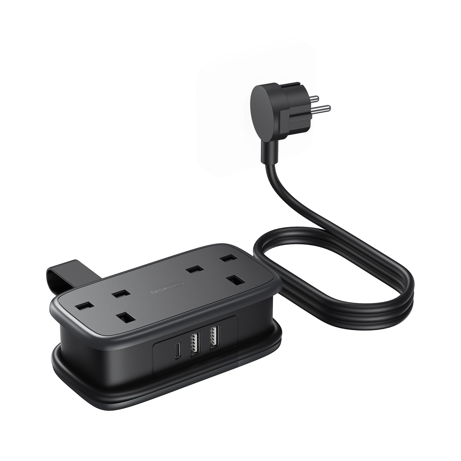 NTONPOWER UK to European Plug Adapter | 2 Way Travel Lead with 3 USB