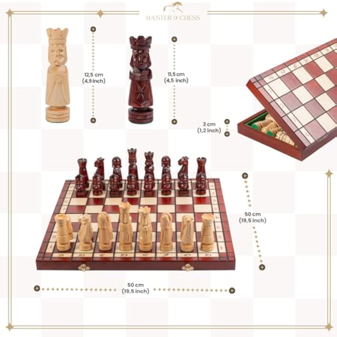 Castle Deluxe Wooden Chess Set – Handmade 20 Inch Board