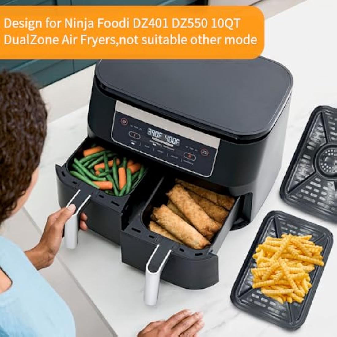 GWYXC Air Fryer Grill Pan for Ninja Foodi AF400UK AF500UK, 2 Pack