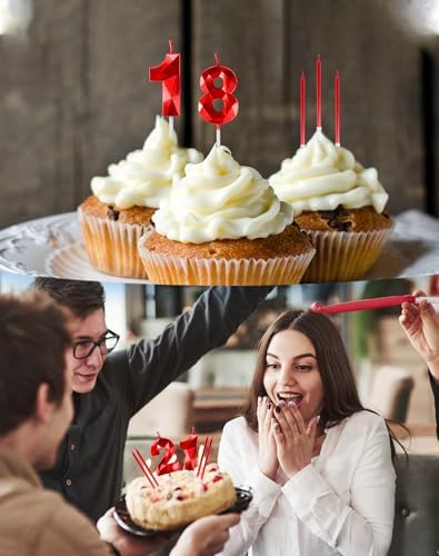 Red Number 10 Birthday Candles Set – 3D Cake Topper Decorations