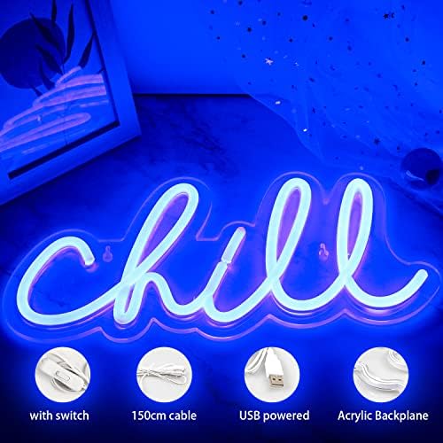 Ineonlife Chill Neon Sign – Blue LED Wall Light for Bedroom & Bar