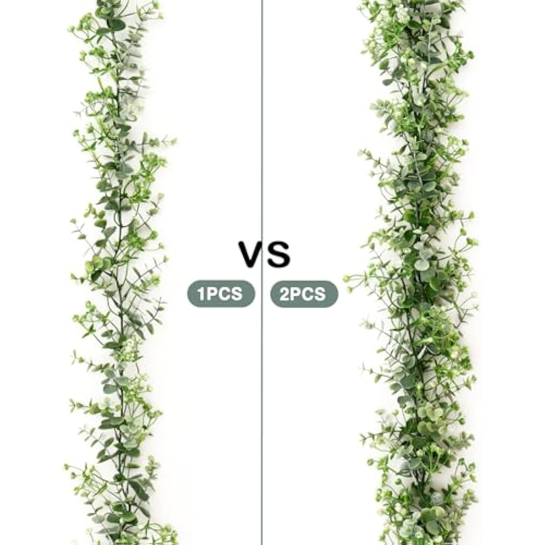 LOMOHOO 2-Pack 12FT Artificial Eucalyptus Garland with White Flowers