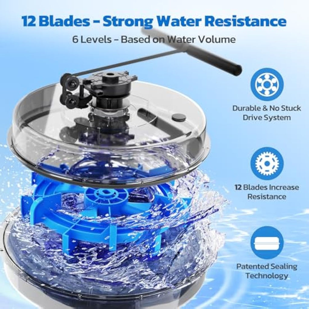 Dripex Water Rowing Machine – 6 Resistance Levels & Aluminum Slide Rail