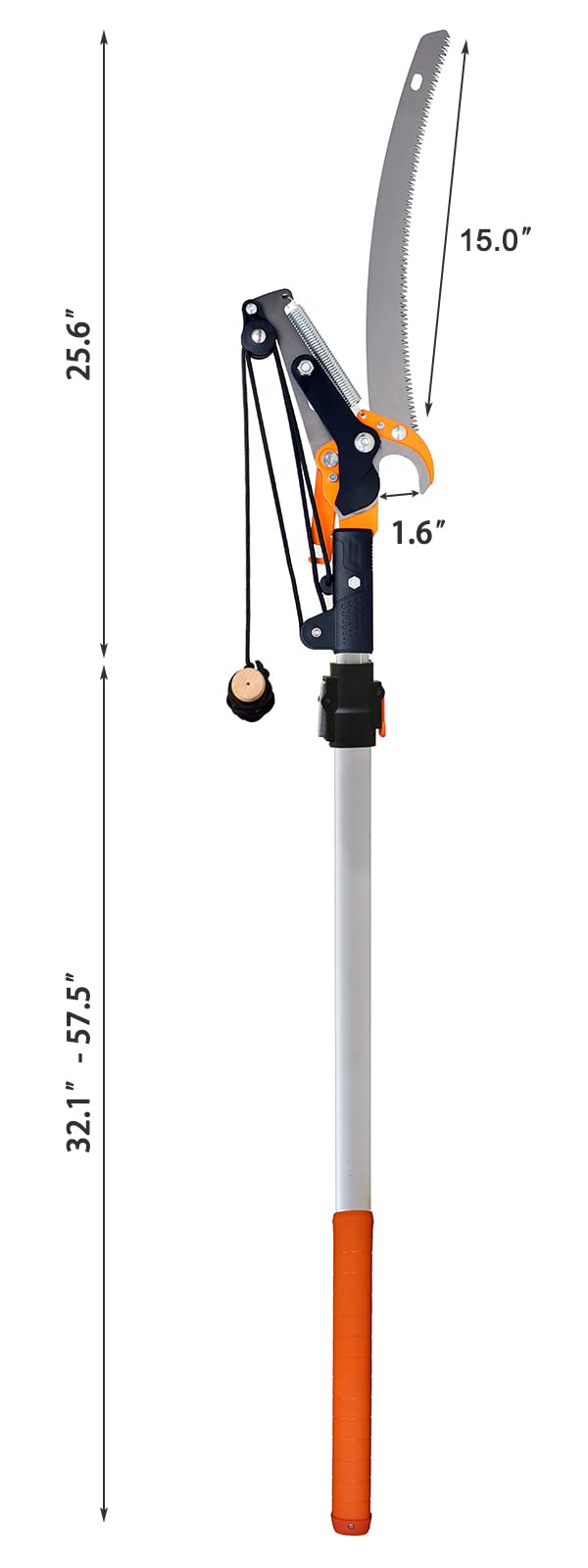 GARCARE 2-in-1 Pole Saw and Tree Pruner | Telescoping 1.4-2.1m Reach