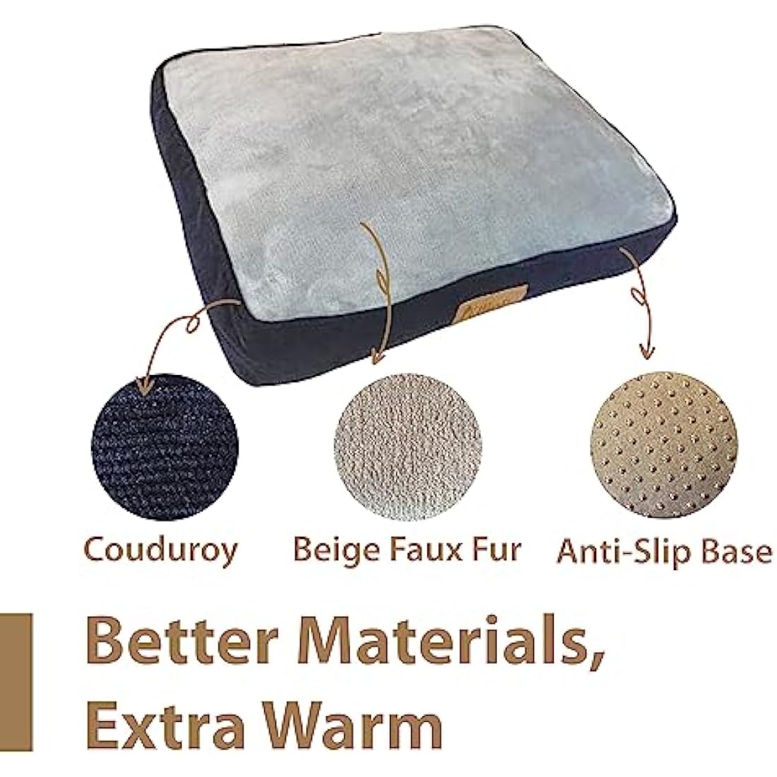 Ellie-Bo XL Dog Bed for 42-inch Crate | Washable Blue Corduroy Mat