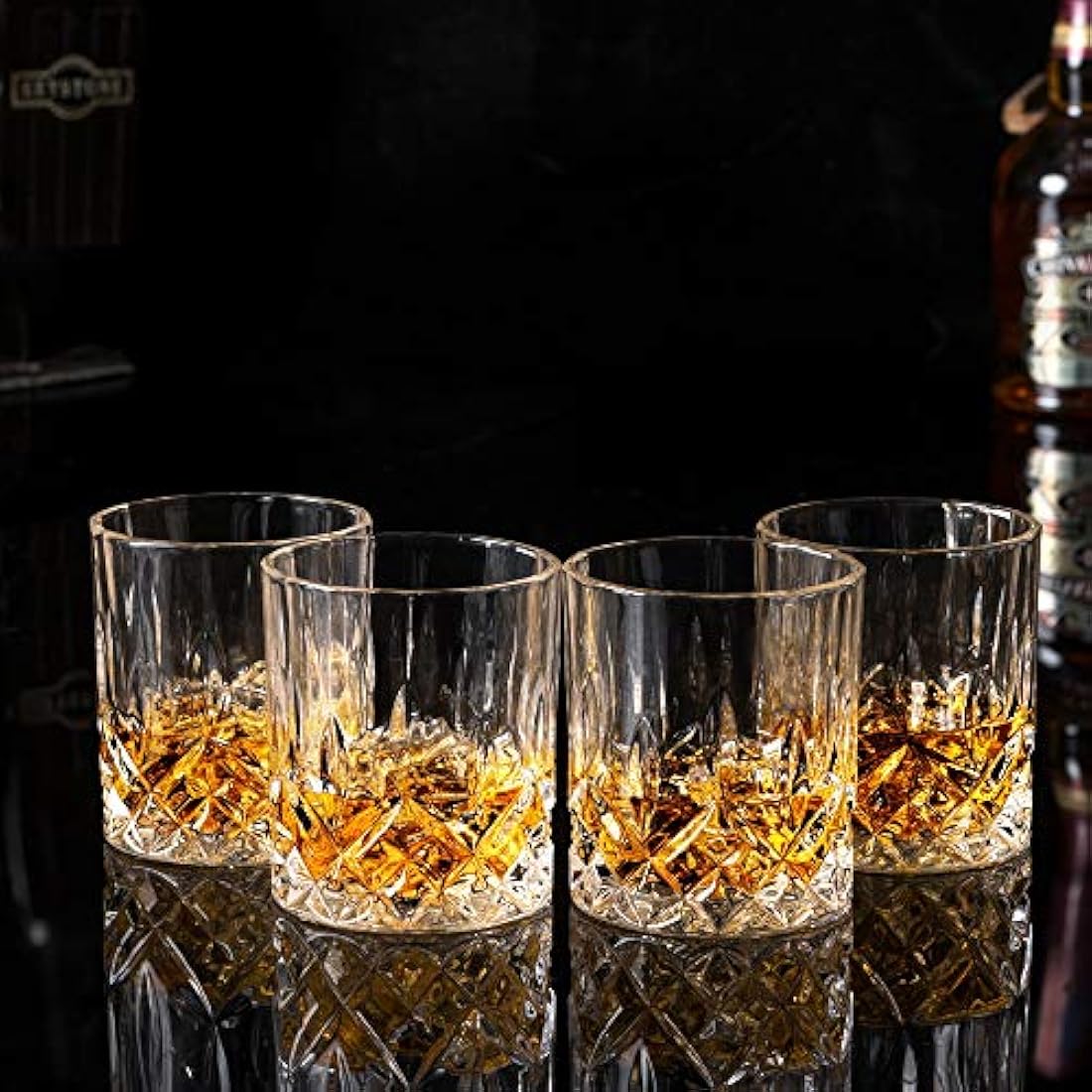 KANARS Lead-Free Crystal Whiskey Glasses Set of 4 | 300ml Bourbon Tumblers
