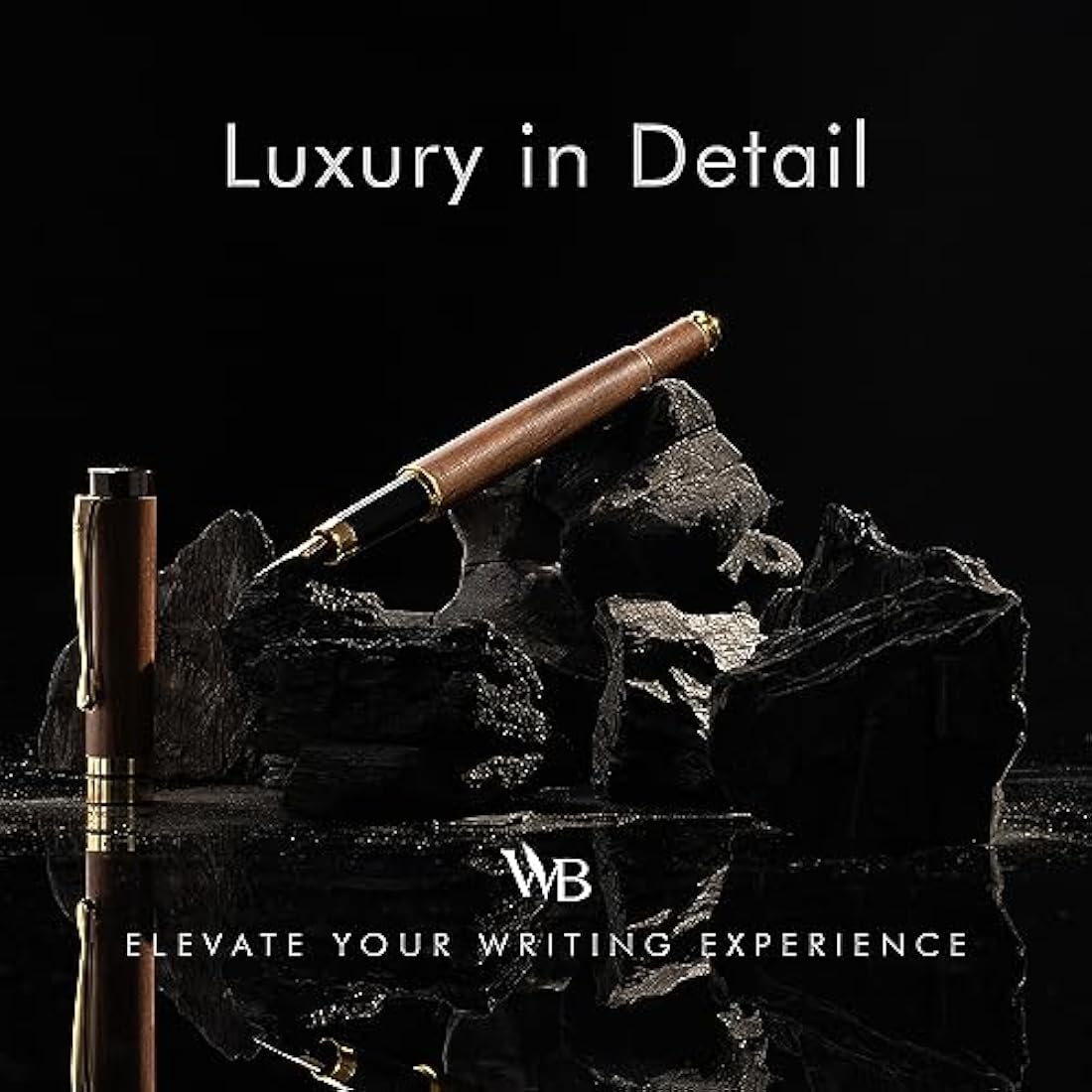 Luxury Bamboo Fountain Pen Set – Extra Fine Nib, Brown Wood