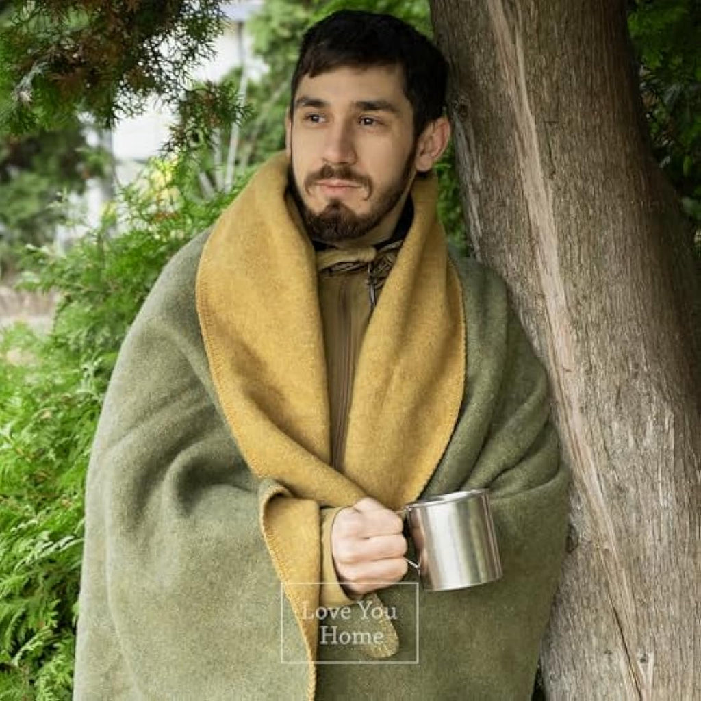 LYHome Merino Wool Travel Blanket – Warm Outdoor Camping Throw, 59x84 in