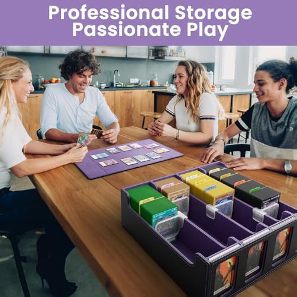 Hot Bee 2400+ Card Deck Box | PU Leather TCG Storage Case - Purple