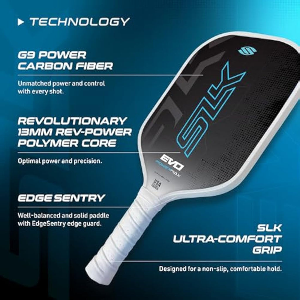 SLK Evo Power Pickleball Paddle – Carbon Fiber & Fiberglass Hybrid