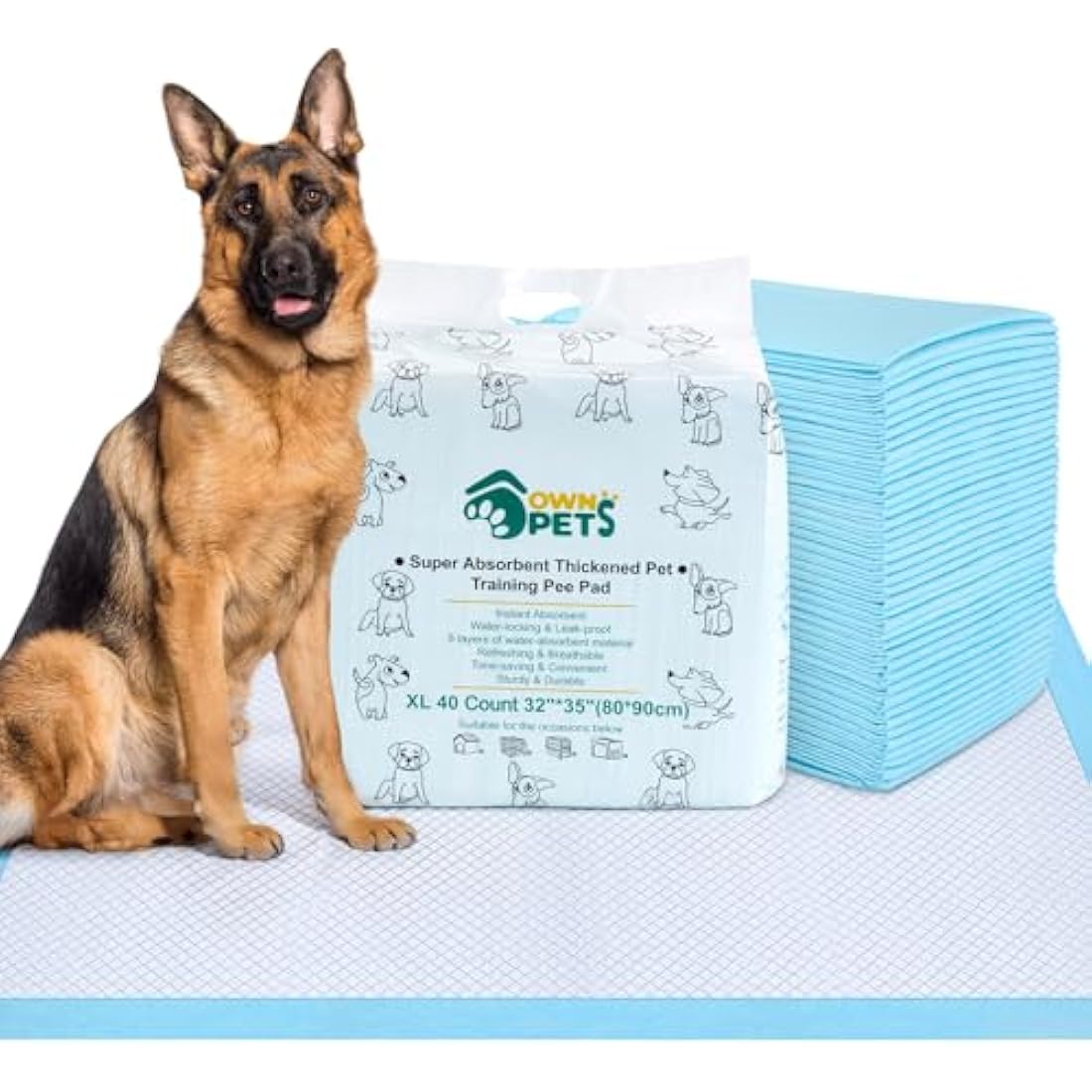 OWNPETS Dog Training Pads | 6-Layer Leak-Proof Pee Pads, 90x80cm, 40ct