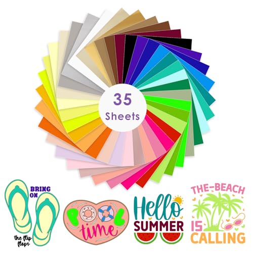 Vinyl Frog HTV Bundle – 35 Colors Heat Transfer Vinyl Sheets, 12" x 10"