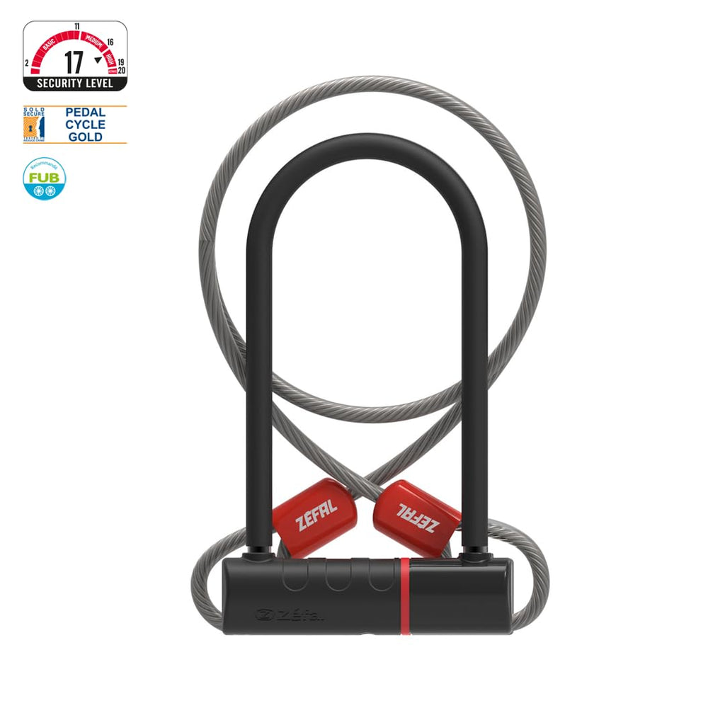 Zefal K-Traz U17 U-Lock & Cable Extension - Sold Secure Gold Bike Lock