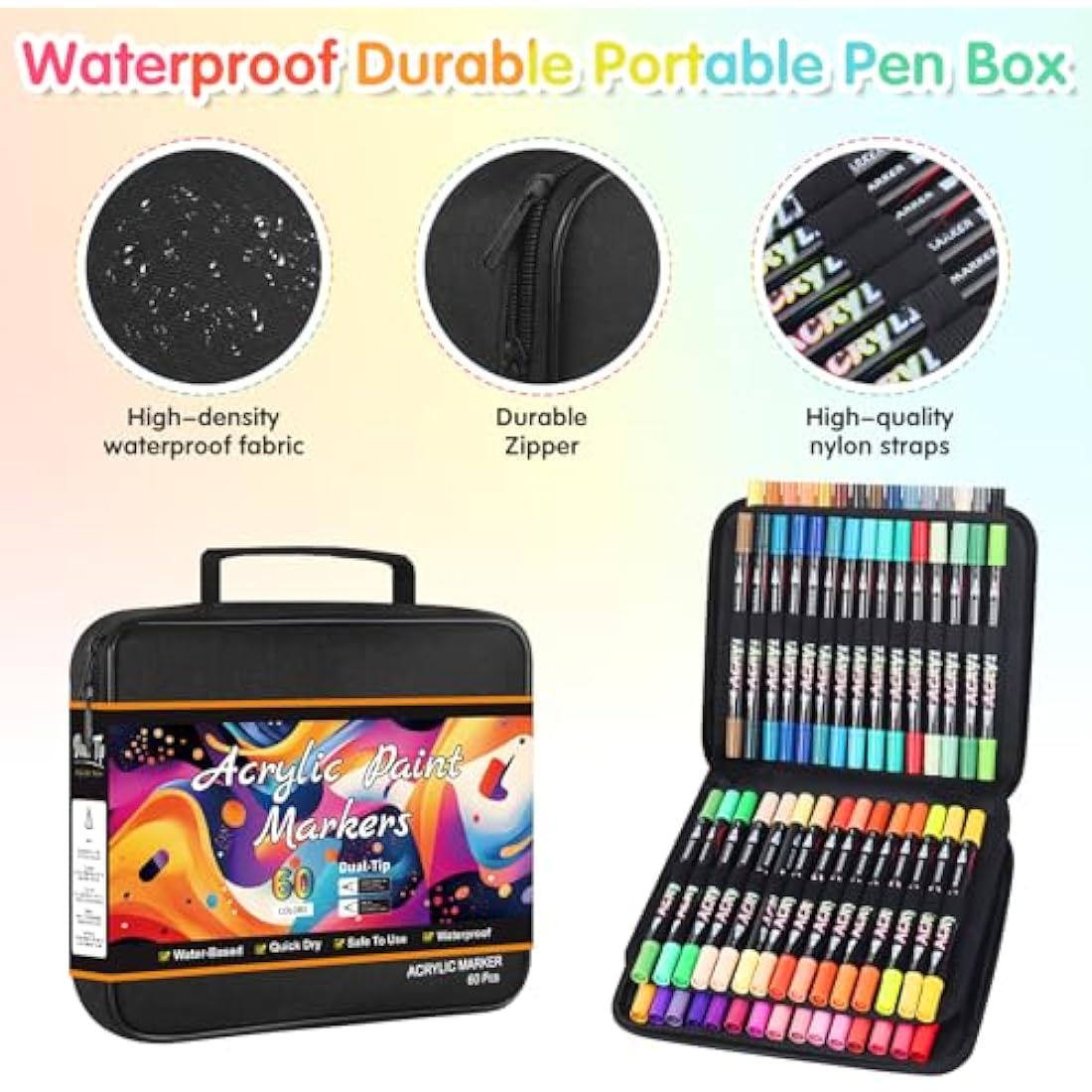 Sanyetral 60 Colors Dual-Tip Acrylic Paint Pens for Rock and Canvas Painting