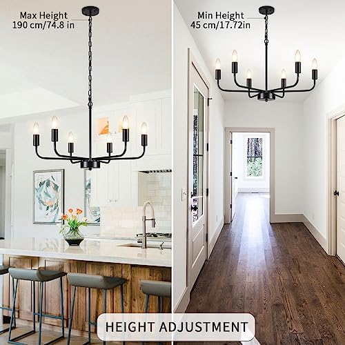 MRHYSWD 6-Light Black Vintage Chandelier | Adjustable Industrial Pendant