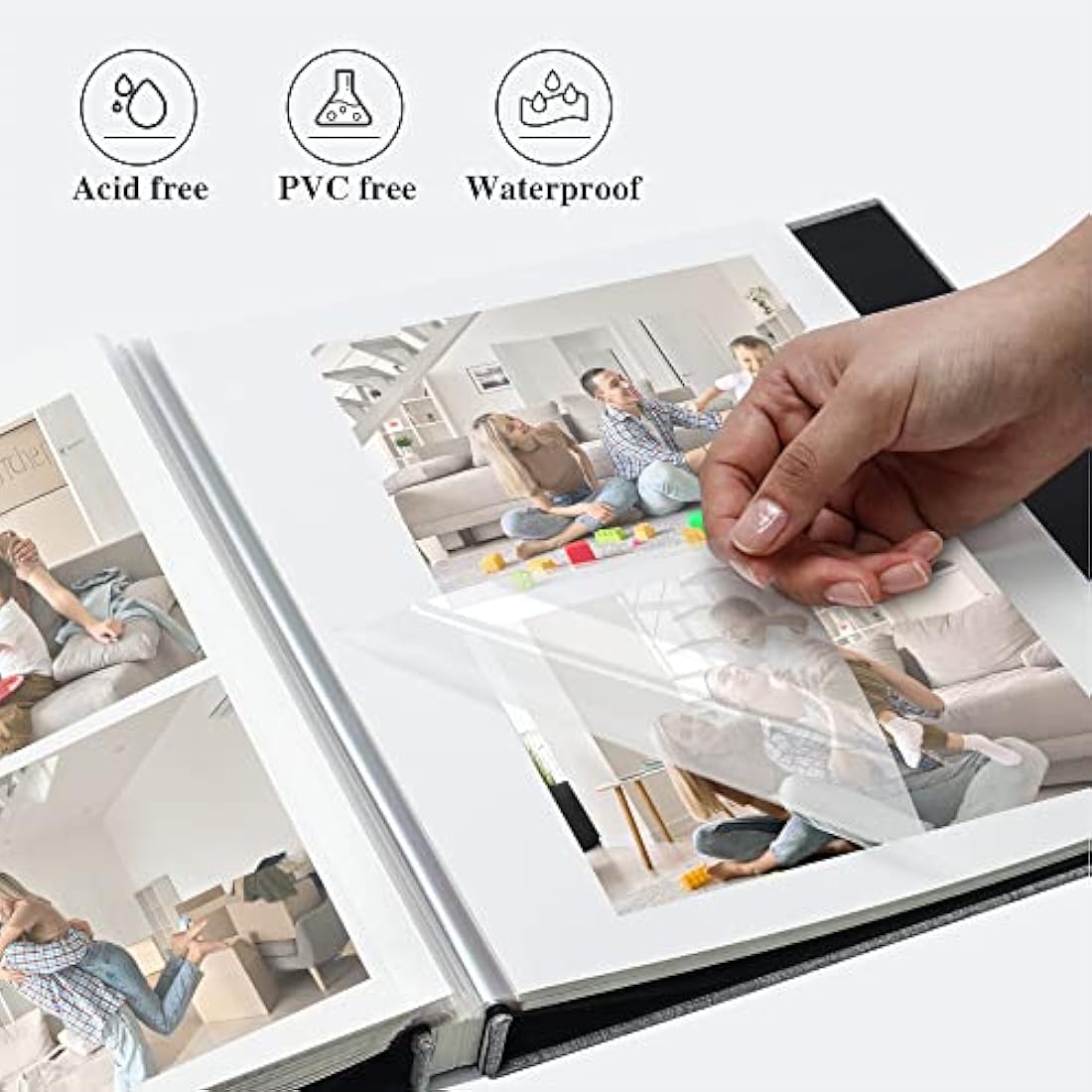 Yopih Self Adhesive Photo Album – 60 Page Linen Cover Scrapbook