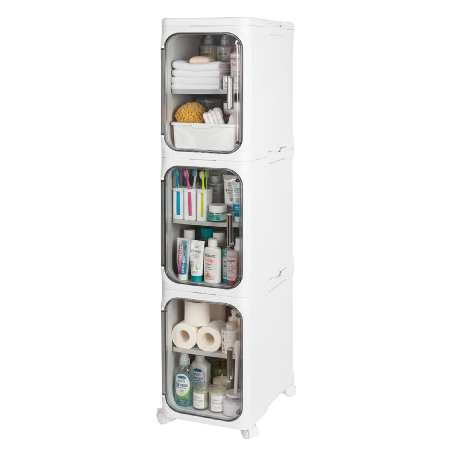 Pinkgarden Slim Bathroom Storage Cabinet | Foldable Narrow Rolling Unit