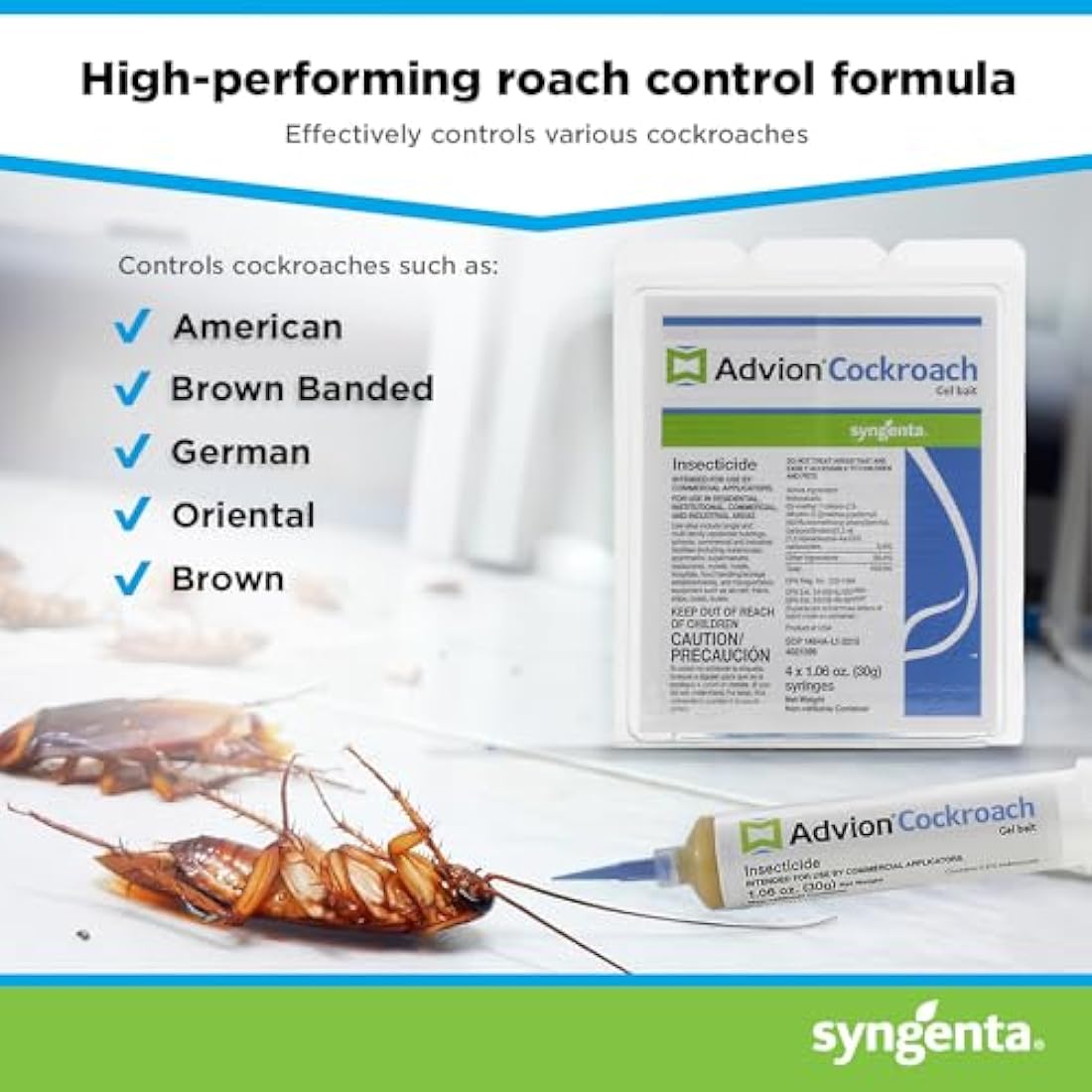 Syngenta Advion Cockroach Gel Bait – 4 x 30g Tubes Roach Control