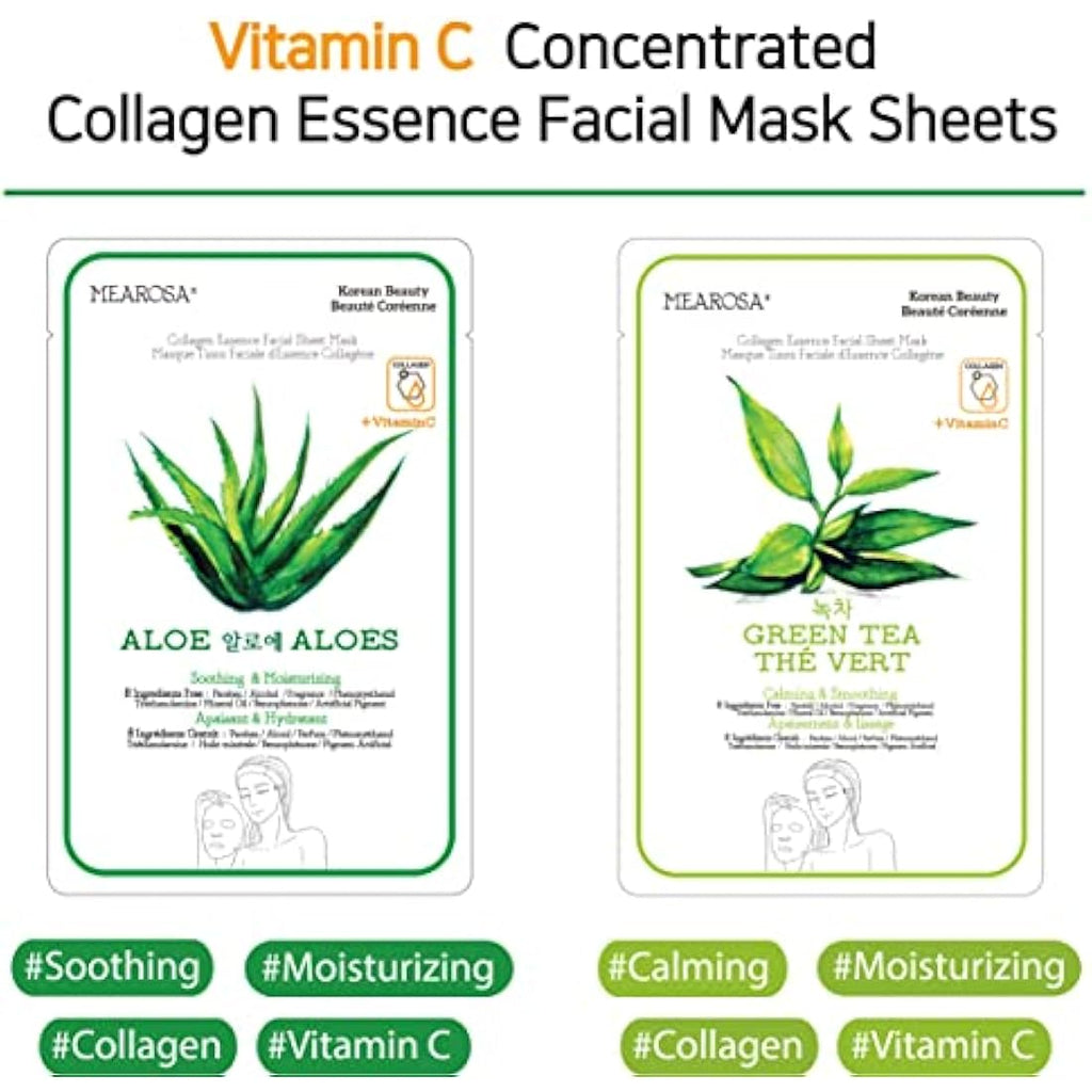 MEAROSA Vitamin C & Vegan Collagen Firming Facial Sheet Mask - 8 Pack