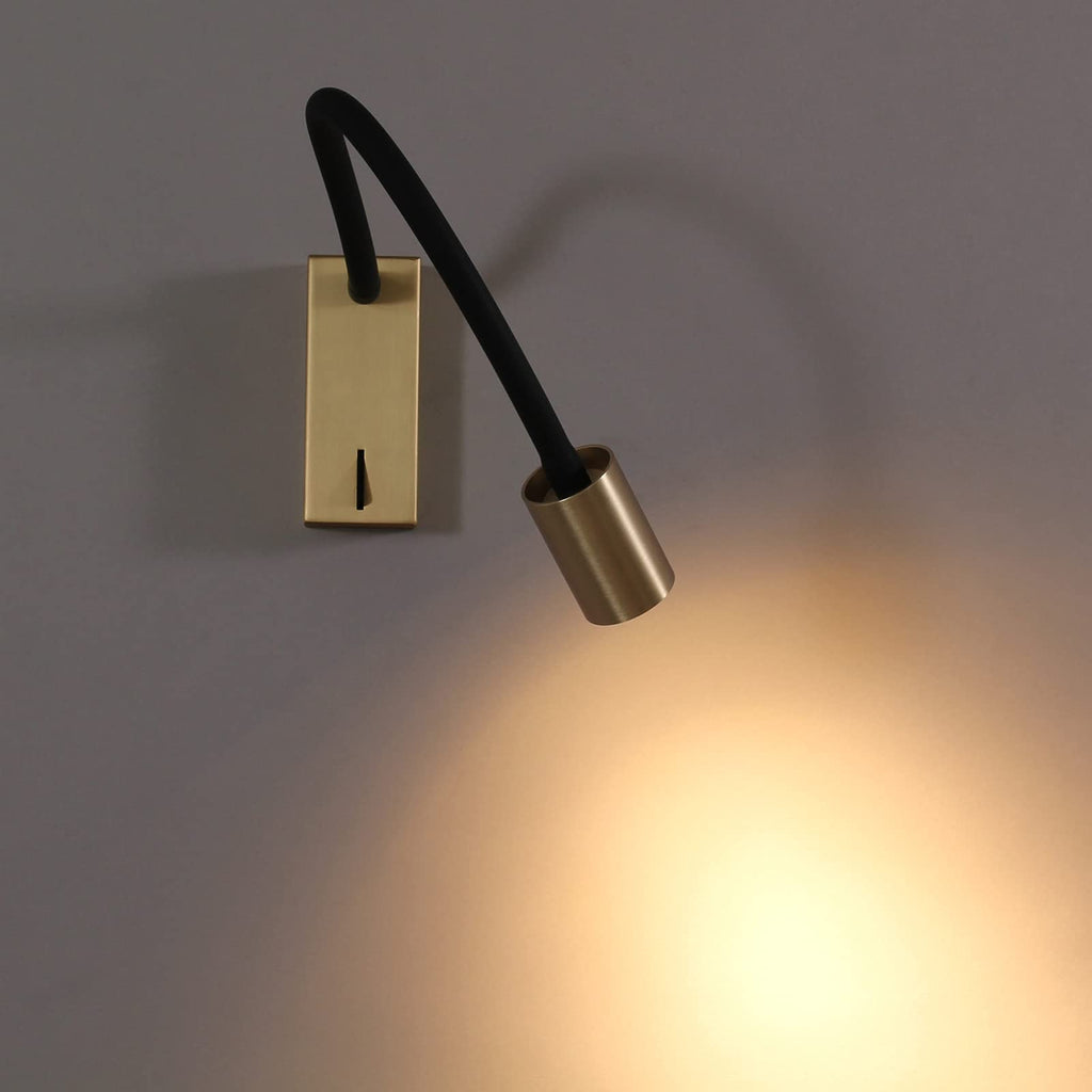 DAWALLIGHT Antique Brass LED Wall Reading Light | 5W Gooseneck Bedside Lamp