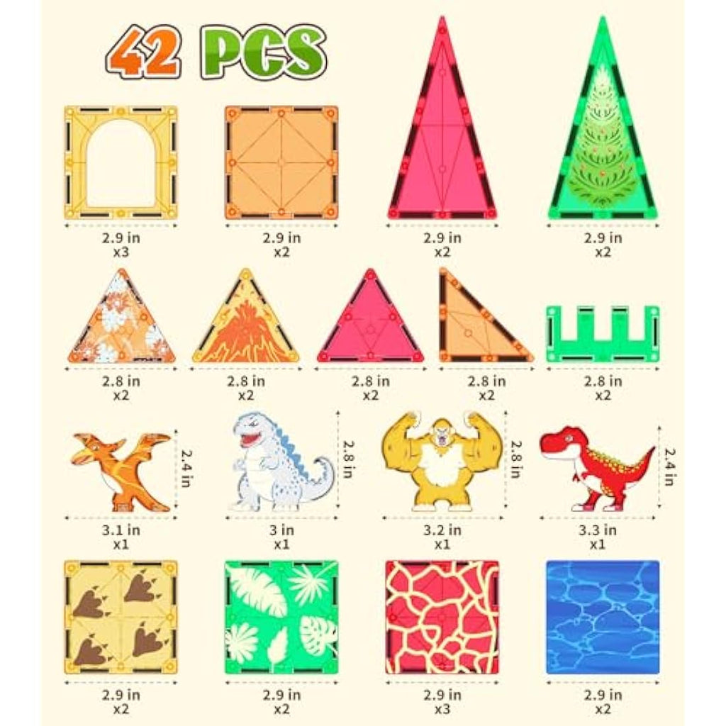 Dinosaur Magnetic Tiles – STEM Montessori Construction Set