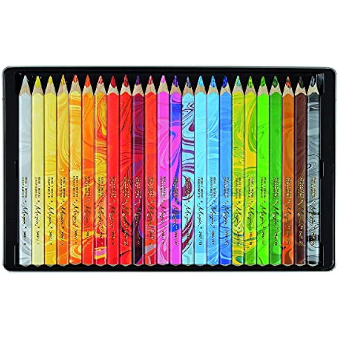 Koh-I-Noor Magic Jumbo Triangular Colored Pencils, 24-Pack Tin