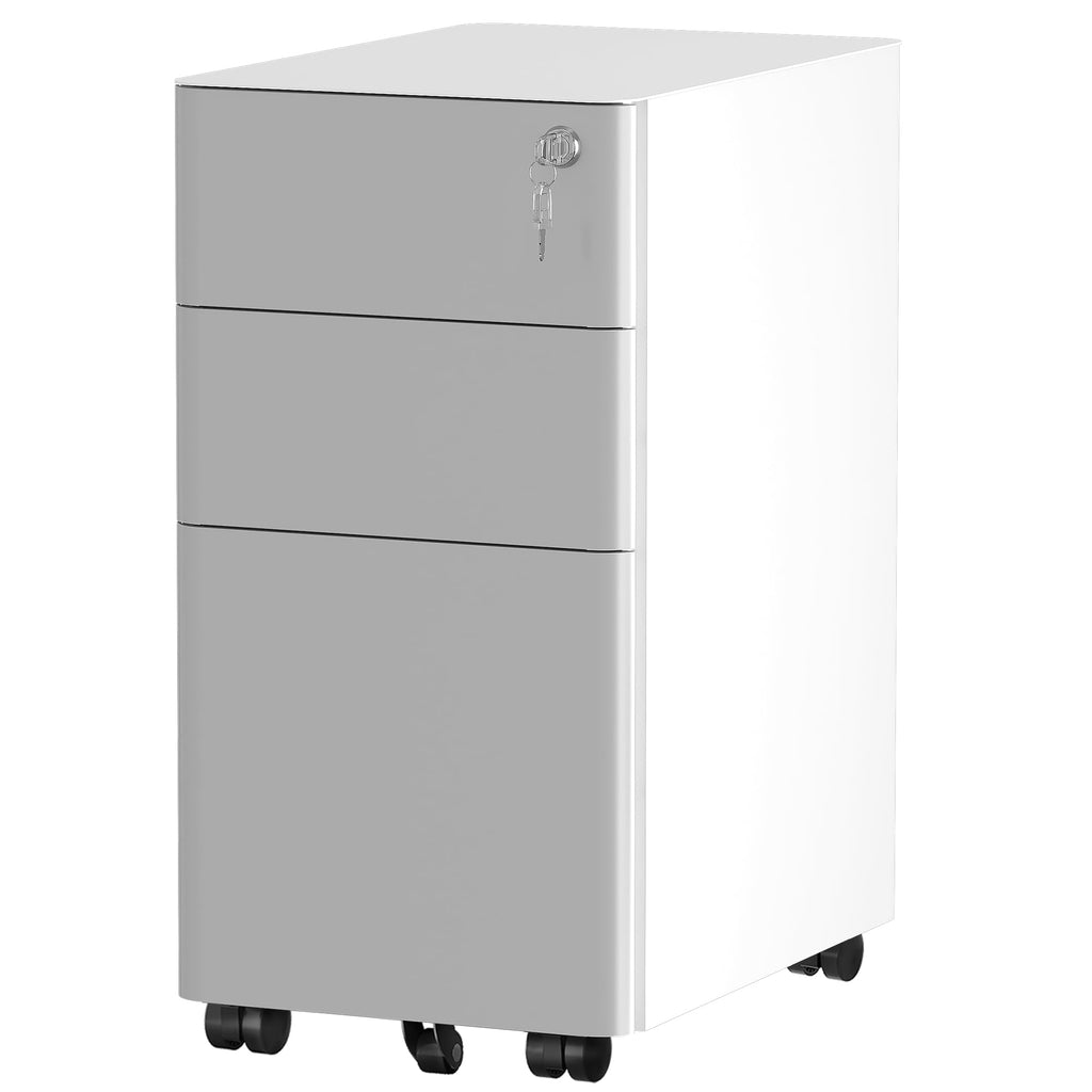 YITAHOME 3-Drawer Mobile Filing Cabinet | Lockable Steel Under Desk Storage