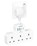 ANVODE 3 Way Multi Plug Extension Socket with USB C – 7-in-1 Adapter