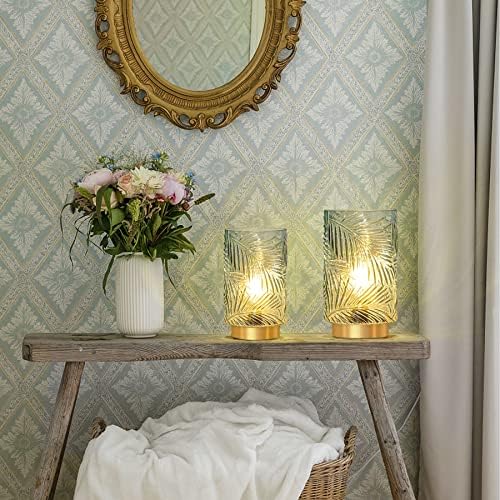 MJ PREMIER Cordless Battery Table Lamp | Glass & Metal with Timer