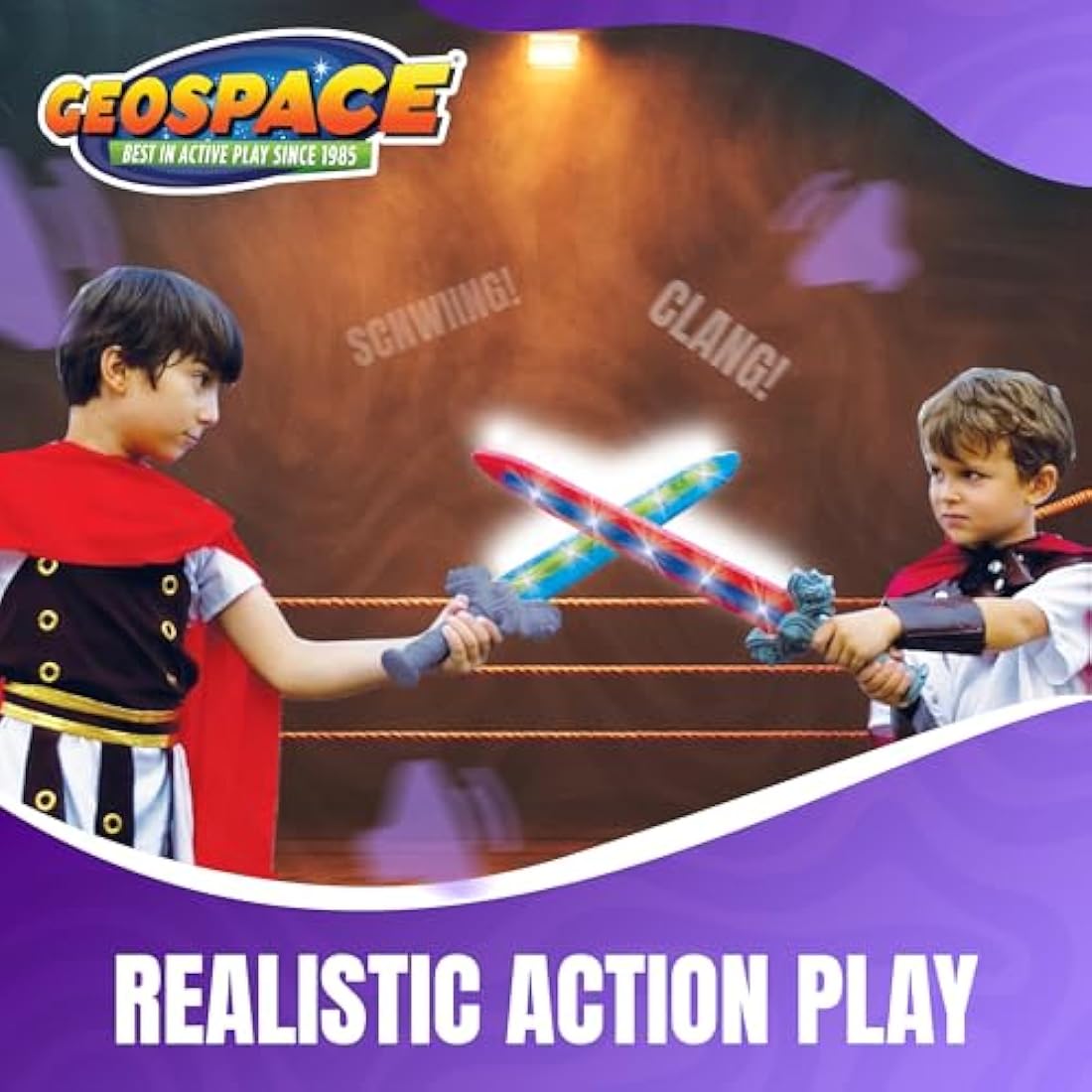 Geospace GeoSword LED Motion Activated Toy Sword 2-Pack – Blue & Red