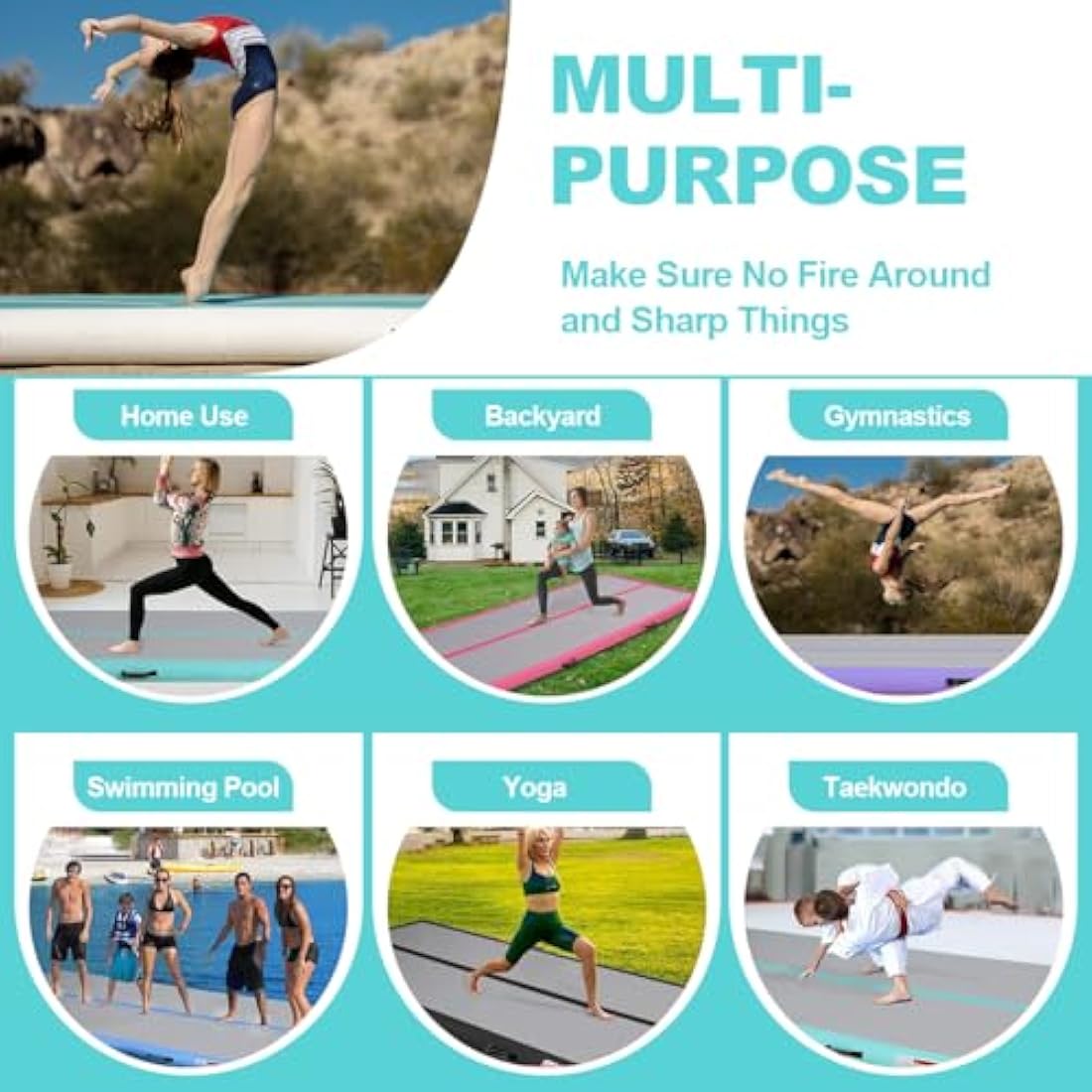 Inflatable Air Gymnastics Tumbling Mat with Air Pump