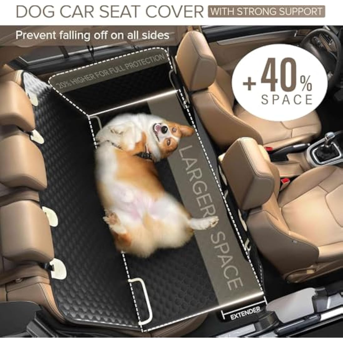 Jolof Store Dog Car Seat Cover – Heavy Duty Back Seat Extender Hammock