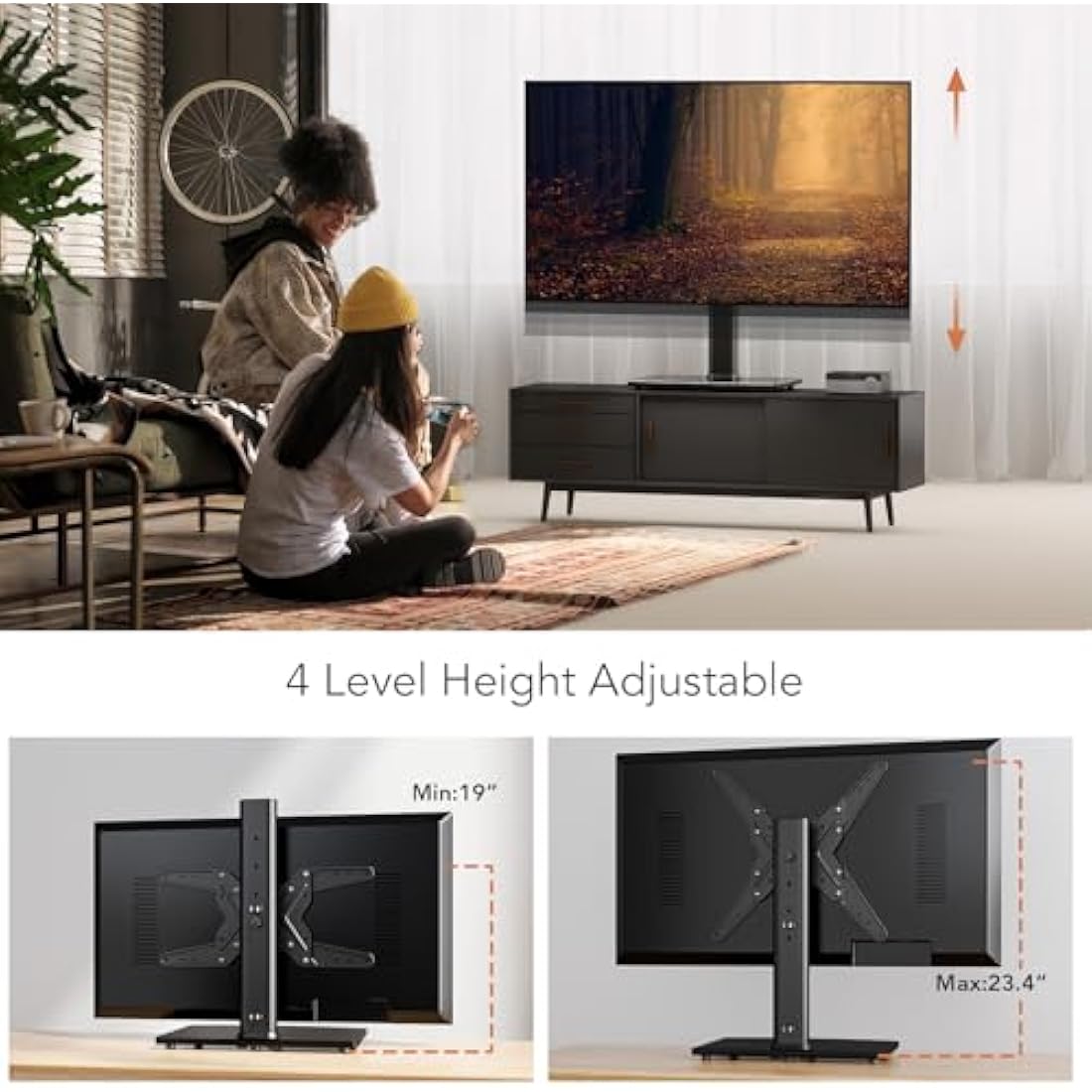 Jolof Store Universal Swivel TV Stand | 21-55 Inch Height Adjustable Base