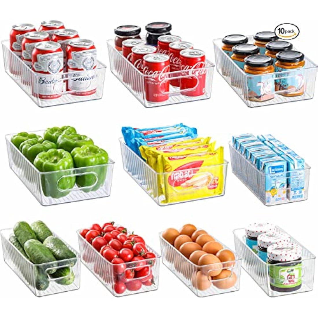 Jolof Store Fridge Organisers Set of 10 | Clear BPA-Free Storage Bins