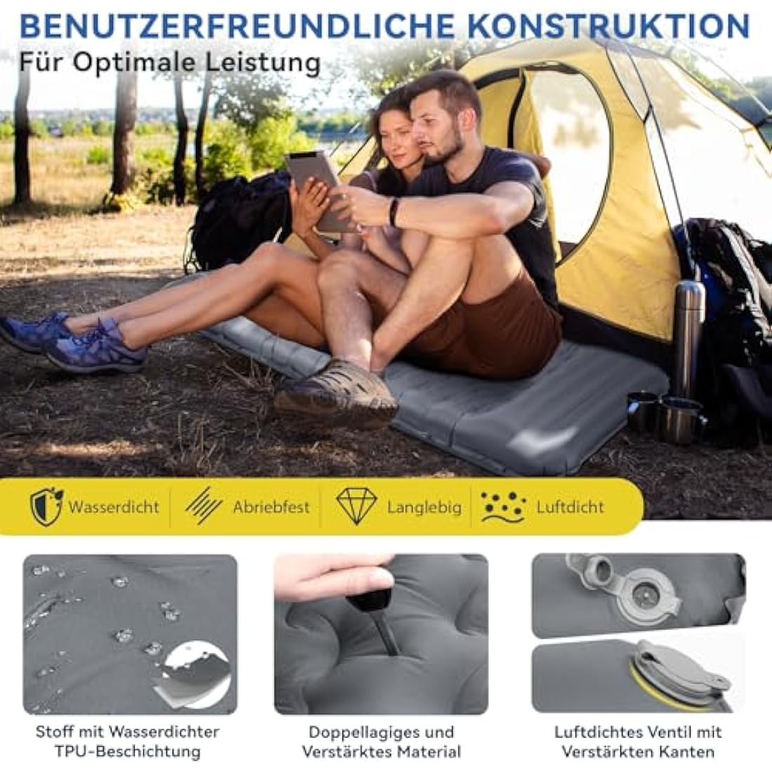 Hikenture Self-Inflating Sleeping Mat – 13cm Thick Ultralight Mattress