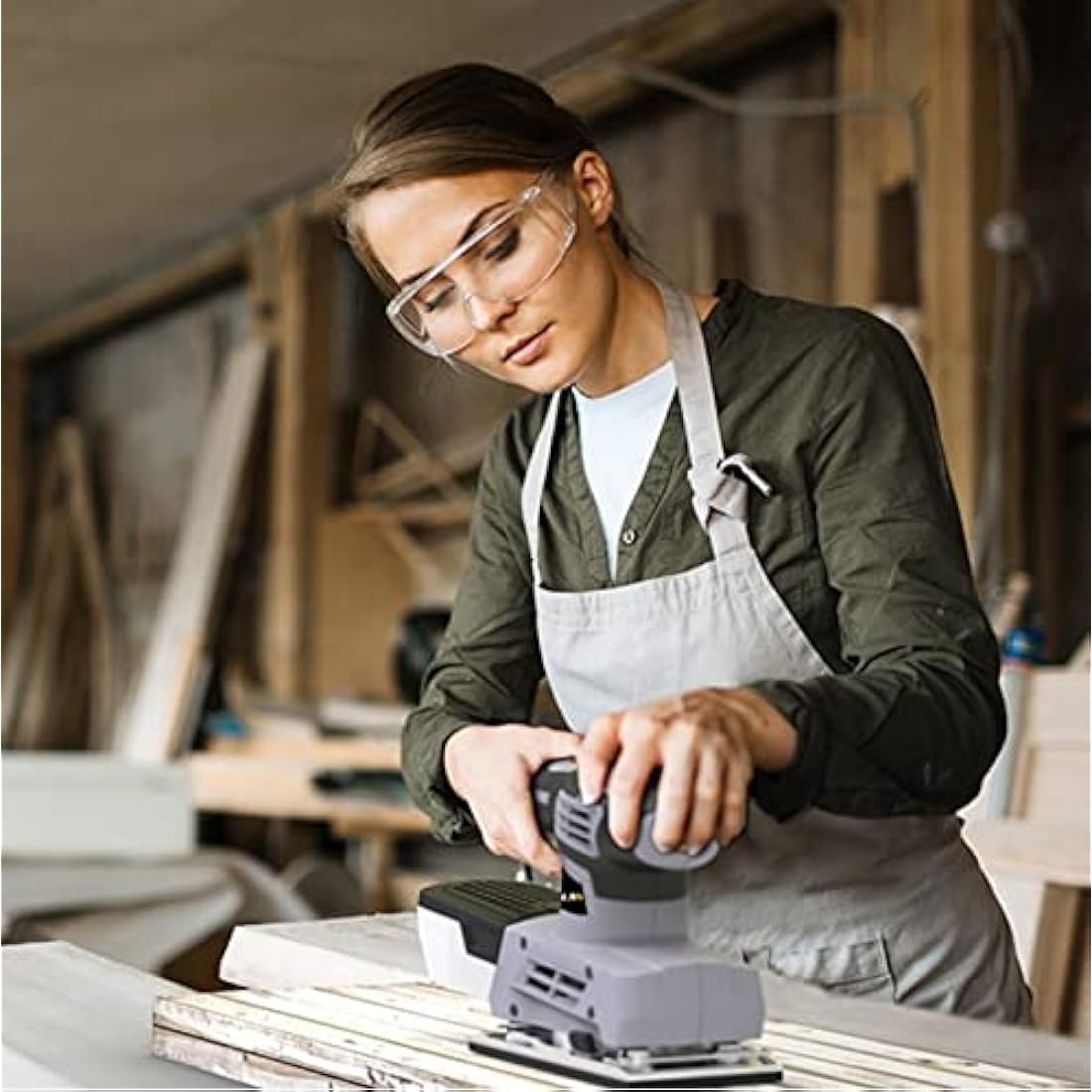 Jellas 220W 1/3 Sheet Sander - 6 Variable Speed Electric Wood Sander