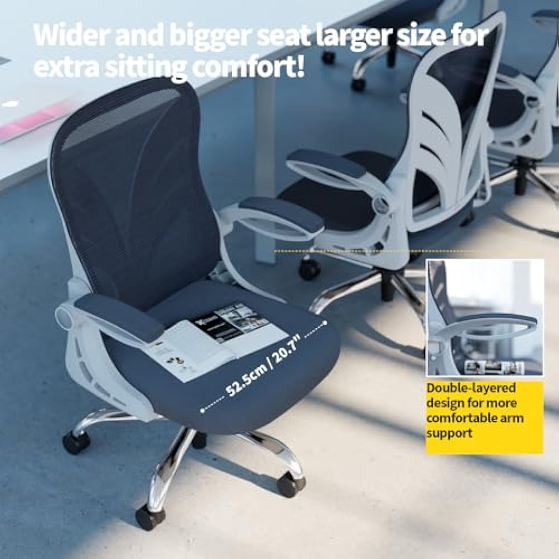 HOLLUDLE Ergonomic Mesh Office Chair – Foldable Backrest & Lumbar Support
