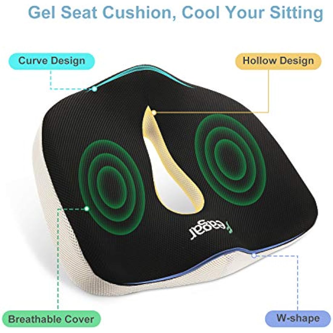 Feagar Orthopedic Gel Seat Cushion – Memory Foam for Tailbone & Sciatica