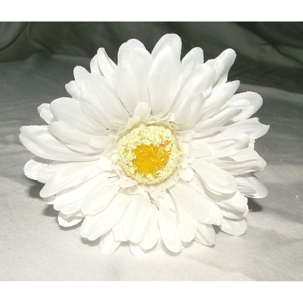 White Artificial Gerbera Stems - 4" Large Bloom - 6 Pack
